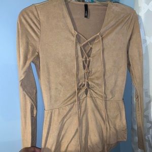 Tan Laced Up Bodysuit ✨